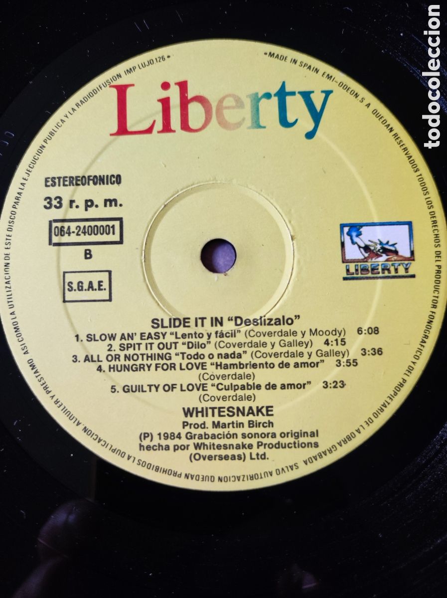 Discos de vinilo: WHITESNAKE - SLIDE IT IN - Foto 4