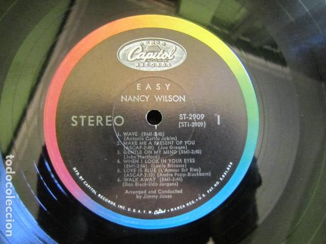 Discos de vinilo: NANCY WILSON - EASY LP - ORIGINAL U.S.A. - CAPITOL RECORDS 1967 - STEREO - ST 2909 - SIN FUNDA