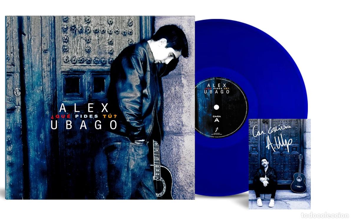 Discos de vinilo: Alex Ubago &iquest;Qu&eacute; pides t&uacute;? 25 Aniversario (LP Vinilo) Color Azul + Postal Firmada