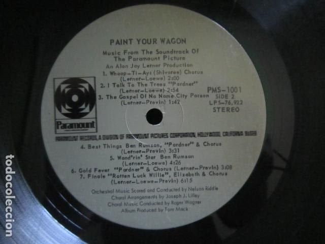 Discos de vinilo: PAINT YOUR WAGON B.S.O. LP - ORIGINAL U.S.A. PARAMOUNT RECORDS 1969 - STEREO - SIN FUNDA