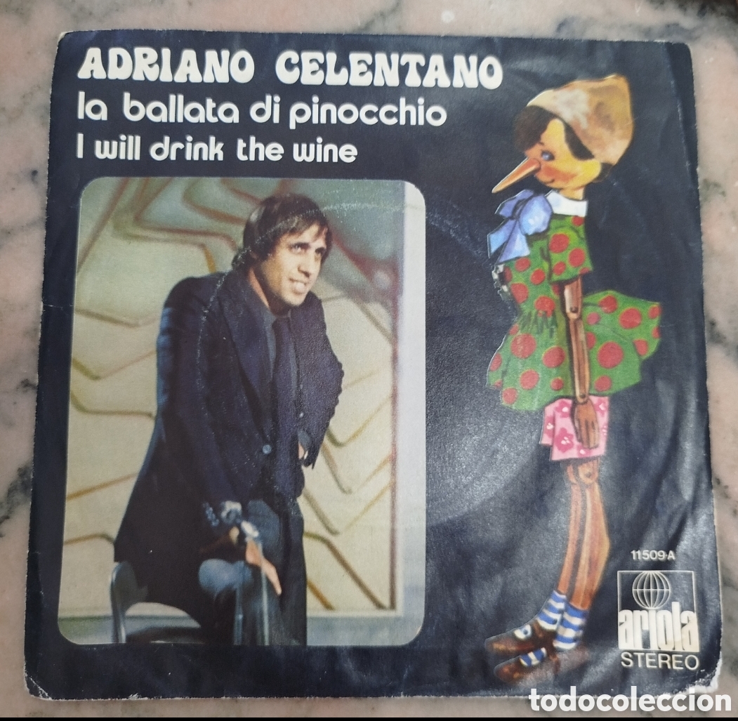 Discos de vinilo: ADRIANO CELENTANO - La Batalla di Pinocchio/+1 (Espa&ntilde;a - Ariola - 1972) RARO ESCASO