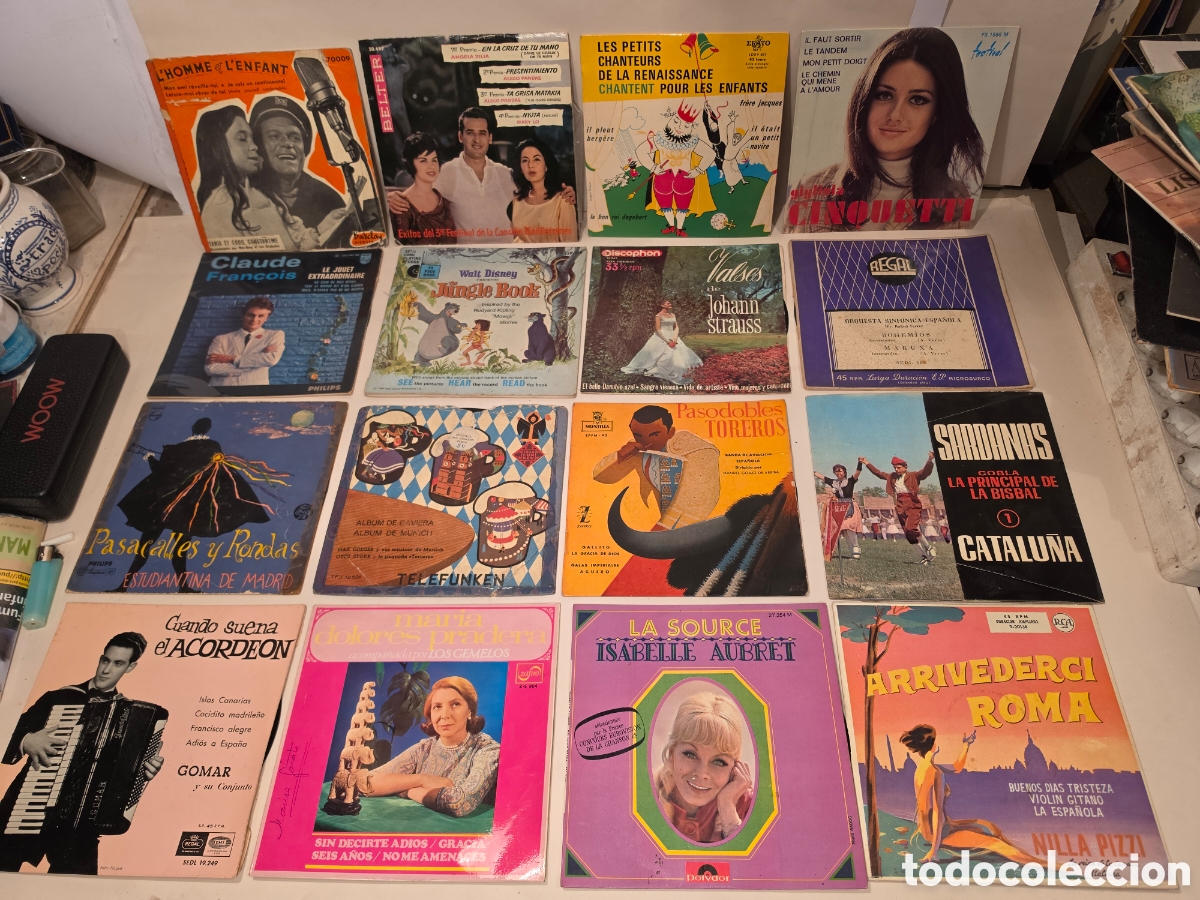 Discos de vinilo: SINGLES. 16 DISCOS DE 45 RPM. DISTINTAS EPOCAS Y A&Ntilde;OS.