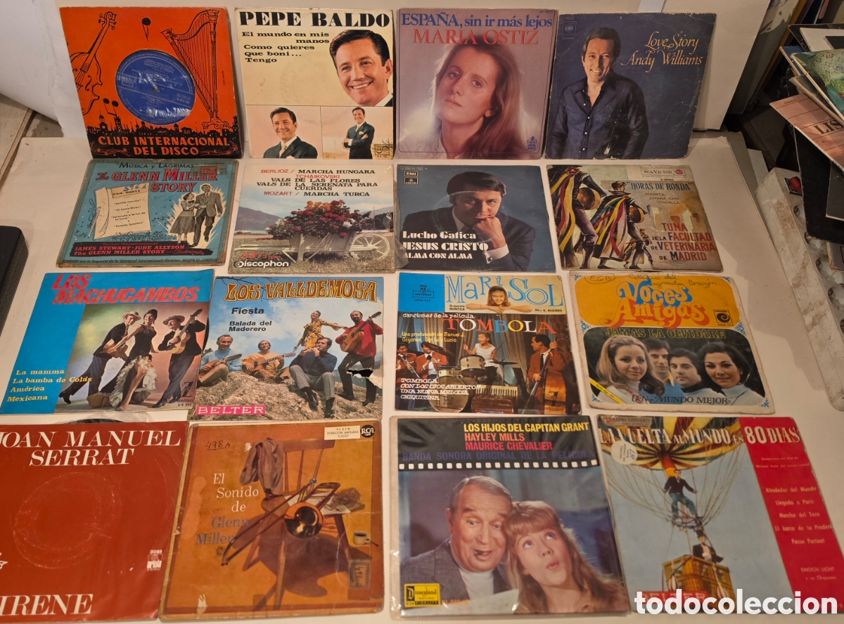 Discos de vinilo: SINGLES. 16 DISCOS DE 45 RPM. DISTINTAS EPOCAS Y A&Ntilde;OS.