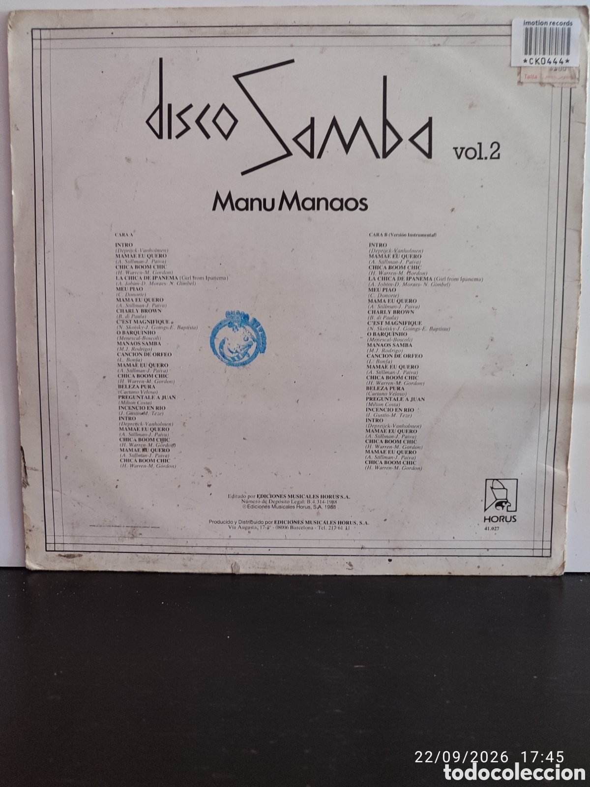 Discos de vinilo: Manu Manaos &ndash; Disco Samba Vol. 2 - Foto 2