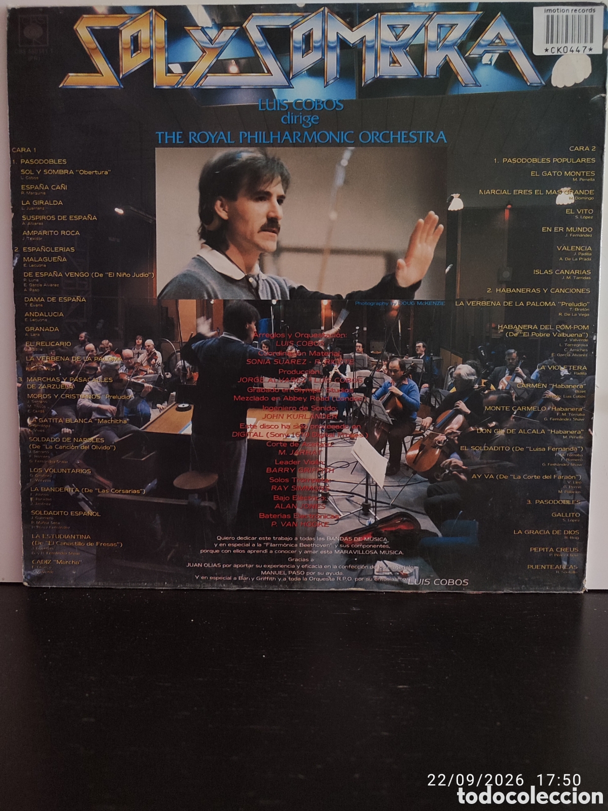 Discos de vinilo: Luis Cobos Directs The Royal Philharmonic Orchestra &ndash; Sol Y Sombra - Foto 2