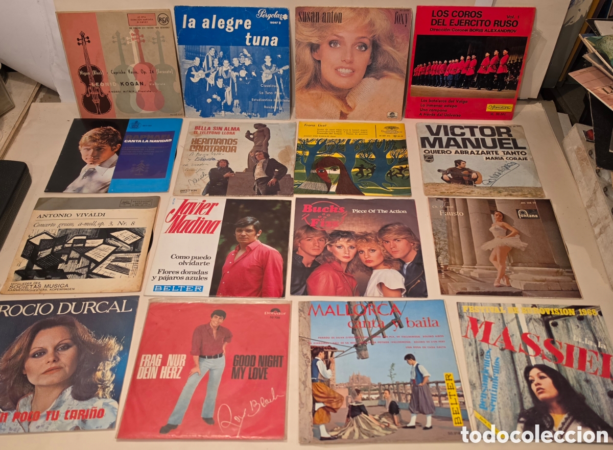 Discos de vinilo: SINGLES. 16 DISCOS DE 45 RPM. DISTINTAS EPOCAS Y A&Ntilde;OS.