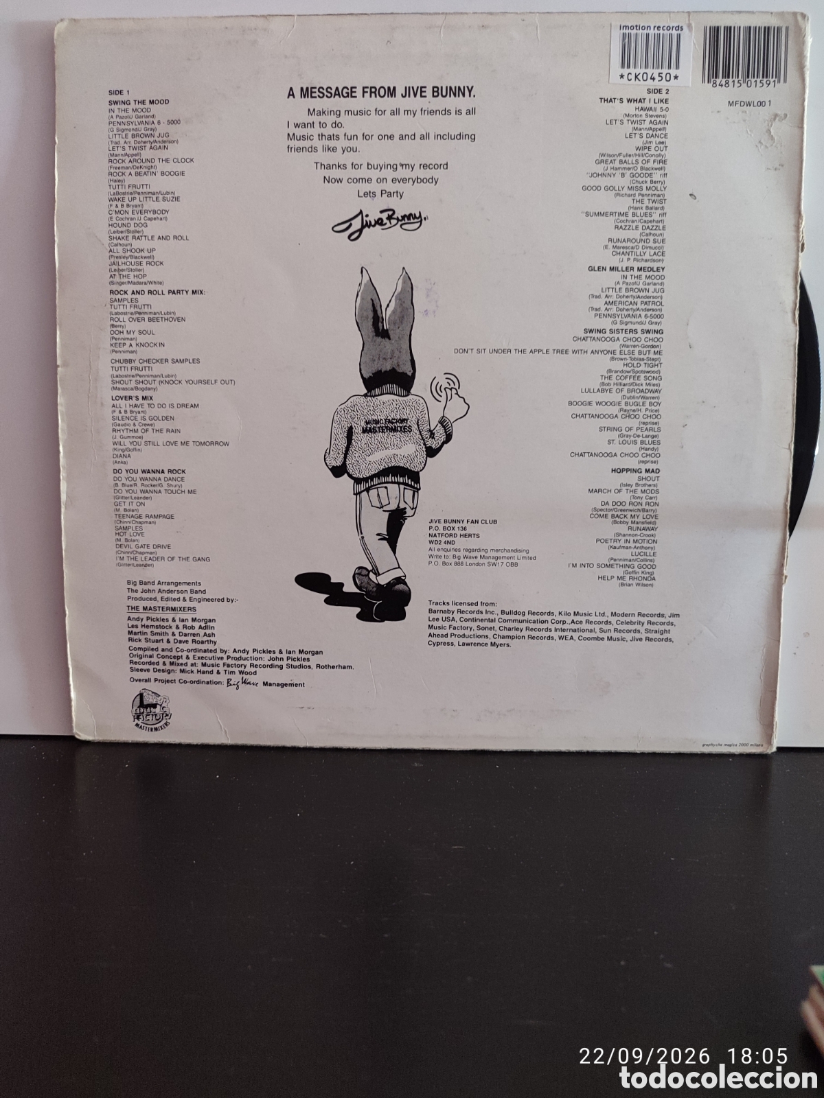 Discos de vinilo: Jive Bunny And The Mastermixers &ndash; The Album - Foto 2