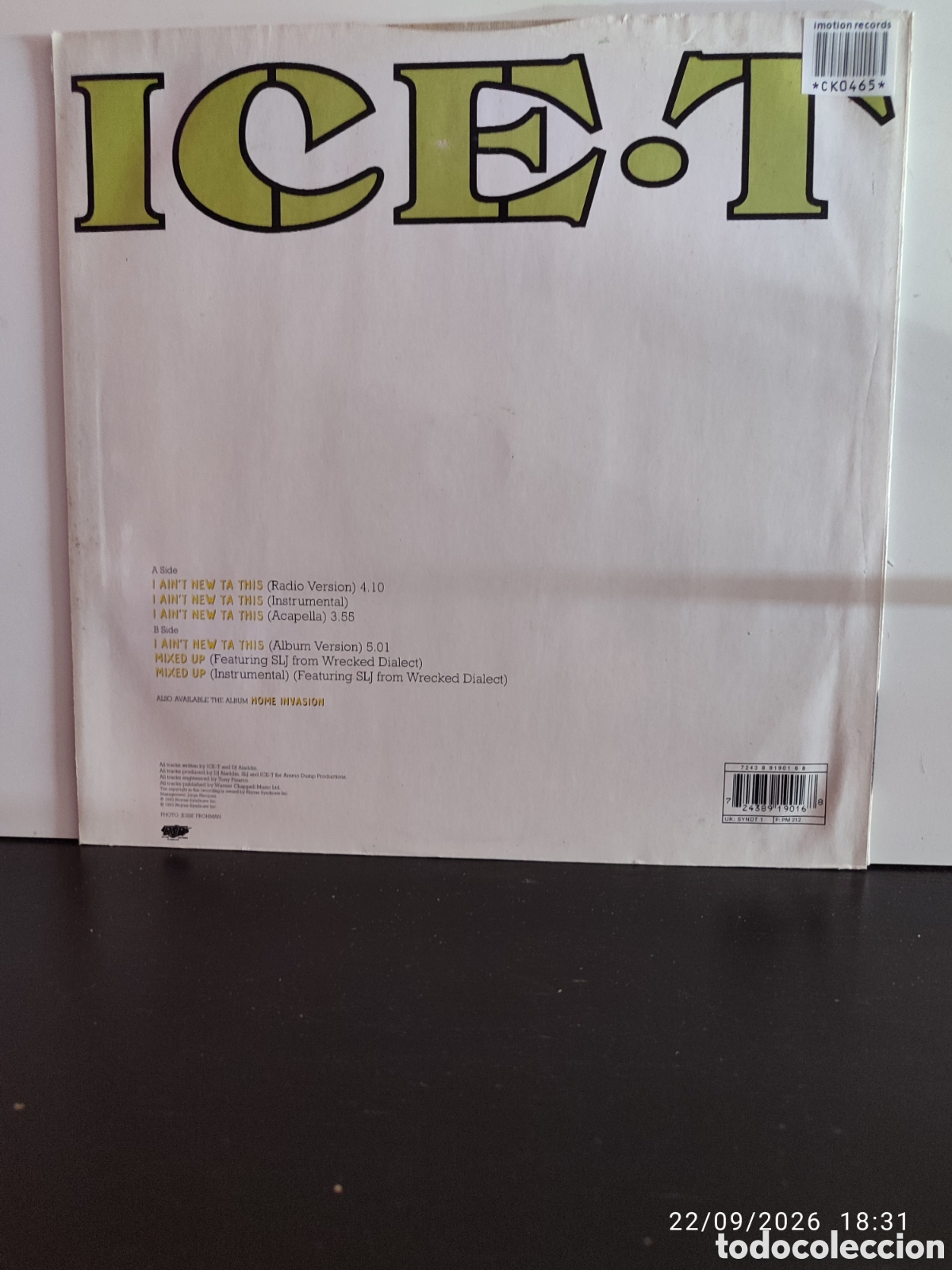 Discos de vinilo: Ice-T &ndash; I Aint New Ta This - Foto 2
