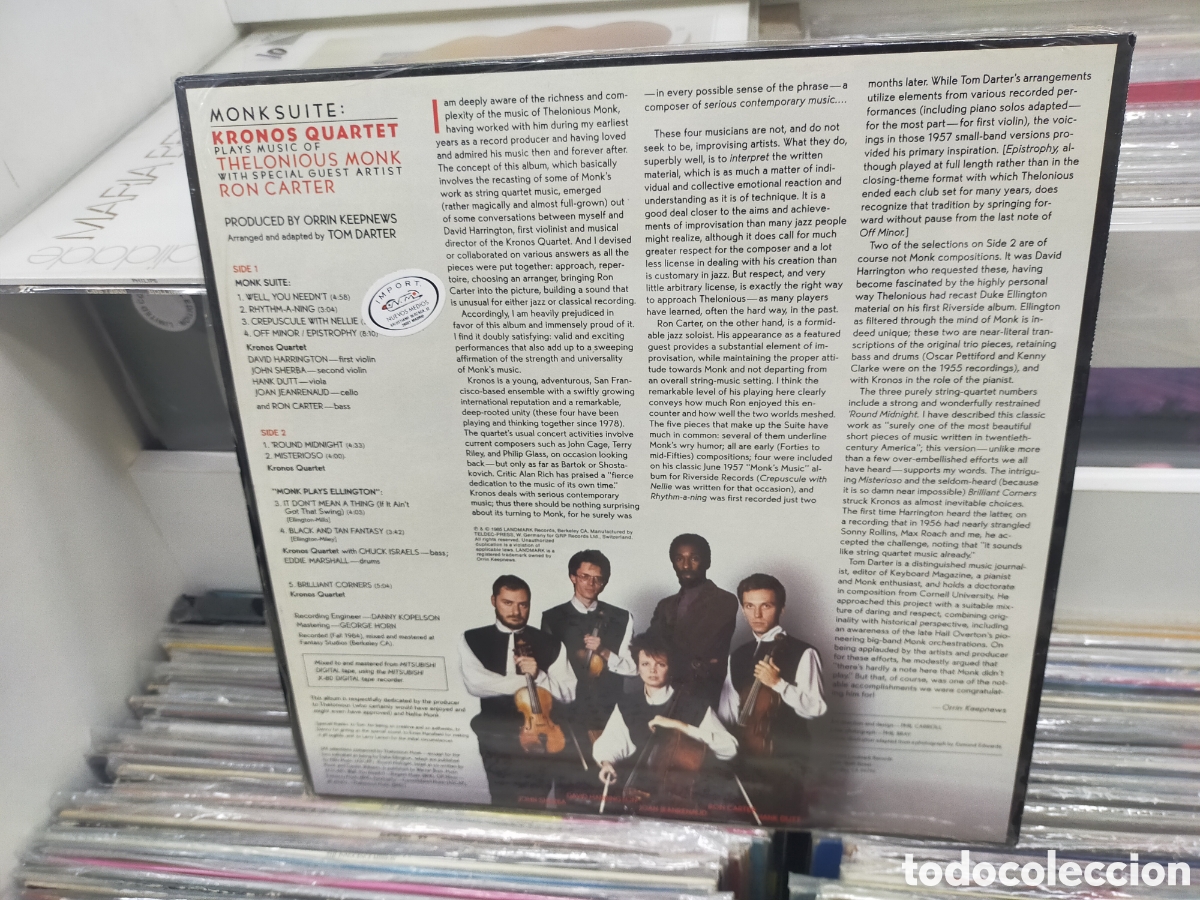 Discos de vinilo: Kronos quartet ron carter monk suite LP 1985 - Foto 2