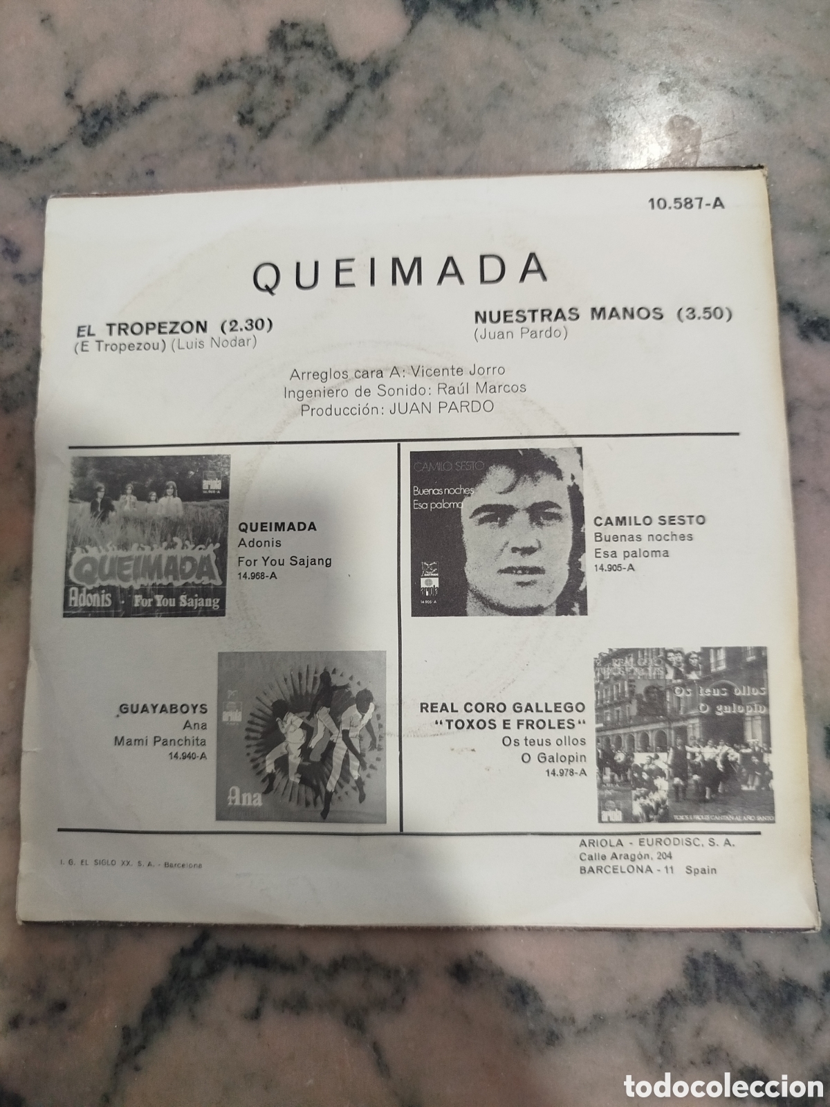 Discos de vinilo: QUEIMADA. EL TROPEZ&Oacute;N. NUESTRAS MANOS - Foto 2