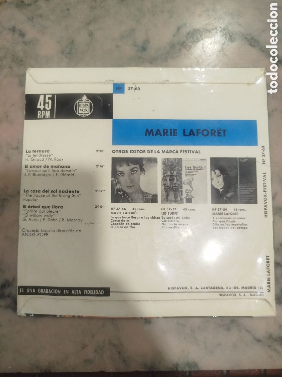 Discos de vinilo: DISCO SINGLE VINILO . MARIE LAFORET . A TERNURA . - Foto 2