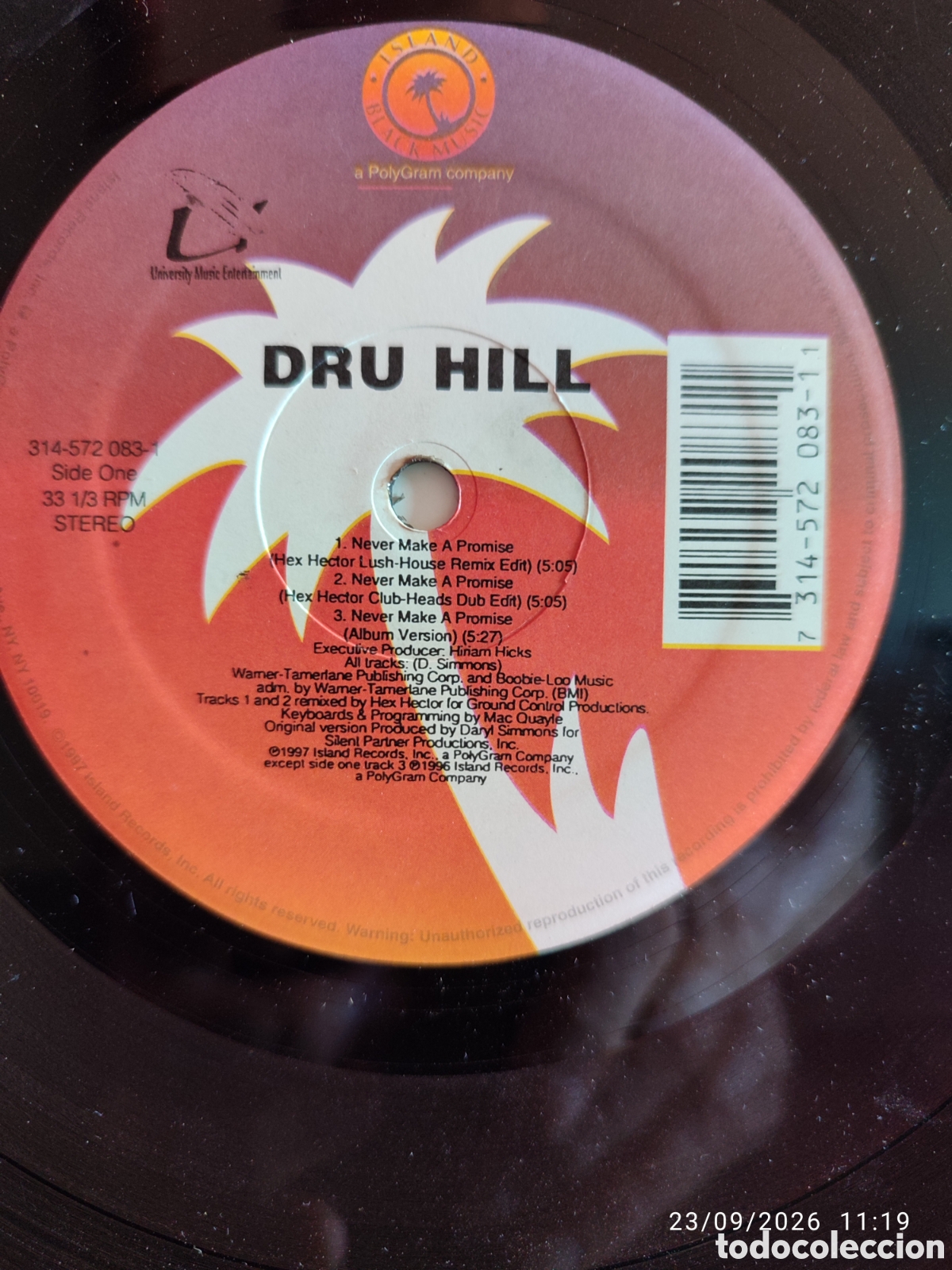 Discos de vinilo: Dru Hill &ndash; Never Make A Promise (Hex Hector Remixes) / In My Bed - Foto 2