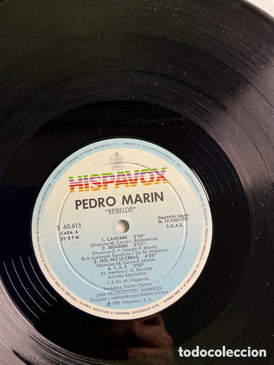 Discos de vinilo: PEDRO MAR&Iacute;N &ndash; REBELDE &ndash; LP ORIGINAL HISPAVOX CON P&Oacute;STER - Foto 5