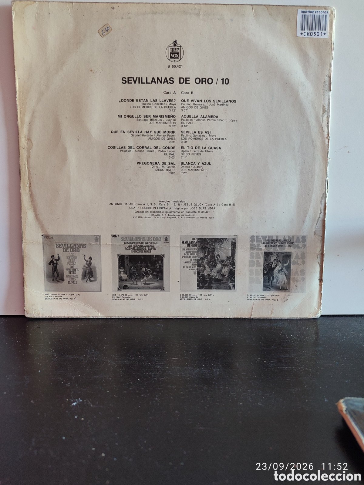 Discos de vinilo: Sevillanas De Oro, Vol.10 - Foto 2