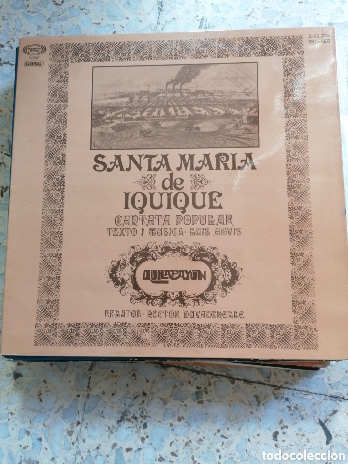 Discos de vinilo: LP QUILAPAYUN SANTA MARIA DE IQUEQUE CANTATA LUIS ADVIS 1975 ESPA&Ntilde;A PORTADA DOBLE EX