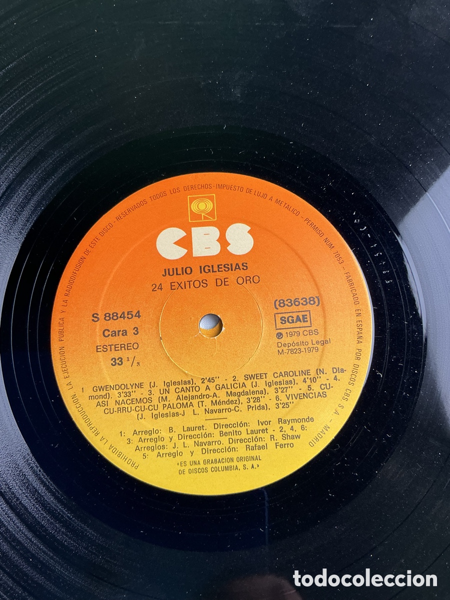 Discos de vinilo: JULIO IGLESIAS &ndash; 24 &Eacute;XITOS DE ORO &ndash; DOBLE LP CBS - Foto 5