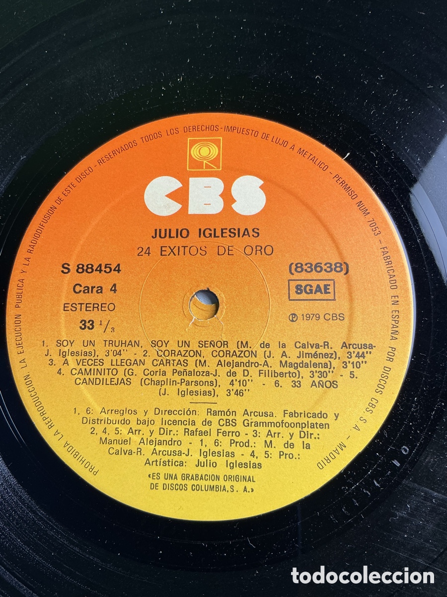 Discos de vinilo: JULIO IGLESIAS &ndash; 24 &Eacute;XITOS DE ORO &ndash; DOBLE LP CBS - Foto 6