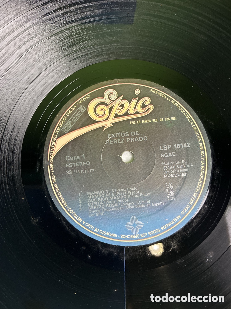 Discos de vinilo: P&Eacute;REZ PRADO &ndash; &Eacute;XITOS DE P&Eacute;REZ PRADO &ndash; LP EPIC 1981 - Foto 3