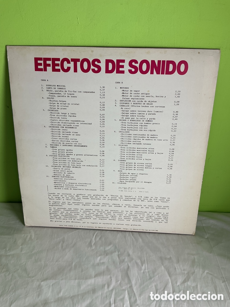 Discos de vinilo: EFECTOS DE SONIDO VOL. II &ndash; LP DE ARCHIVO SONORO - Foto 7