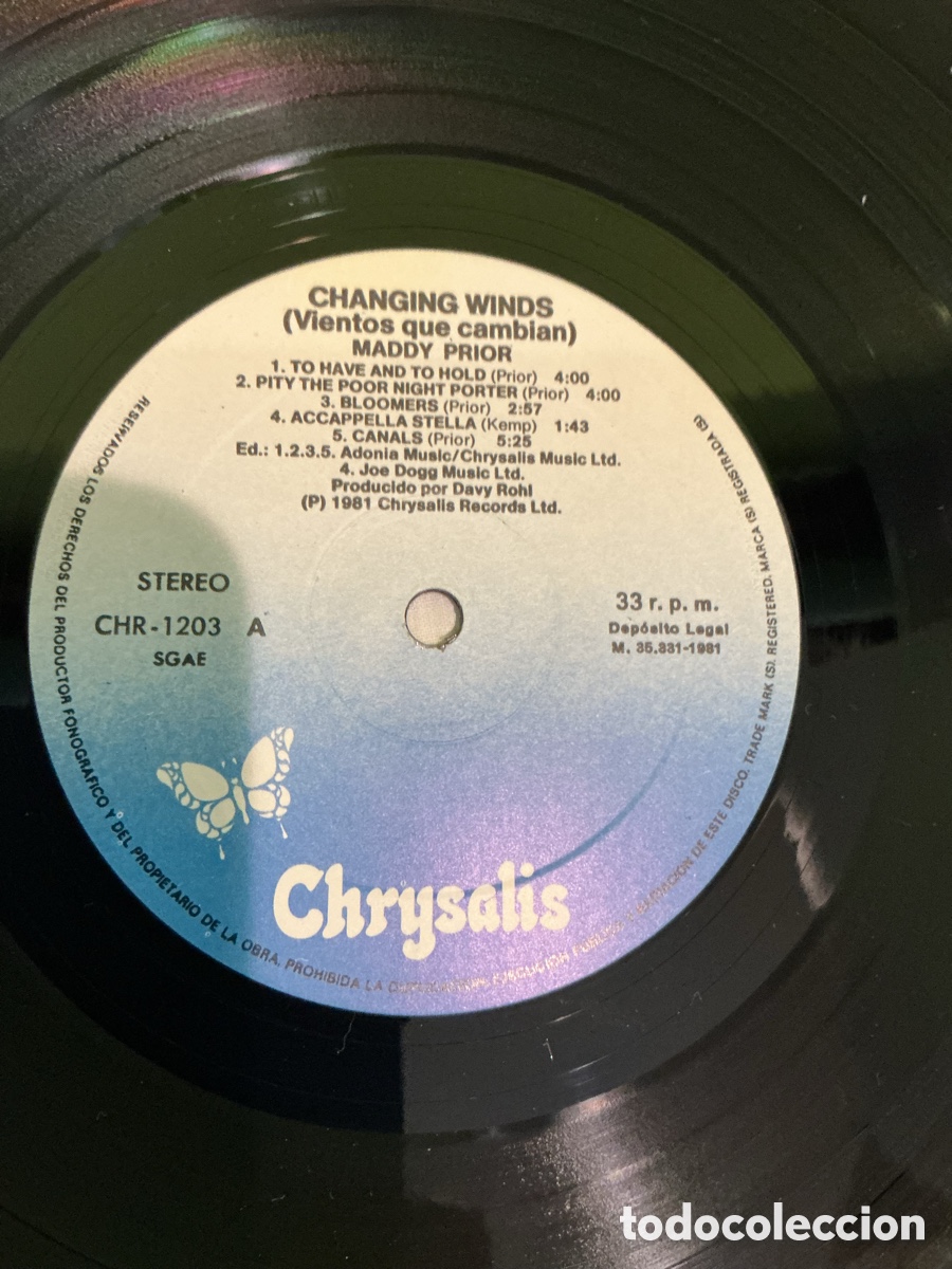 Discos de vinilo: MADDY PRIOR &ndash; CHANGING WINDS &ndash; LP CHRYSALIS FOLK ROCK 1978 - Foto 3