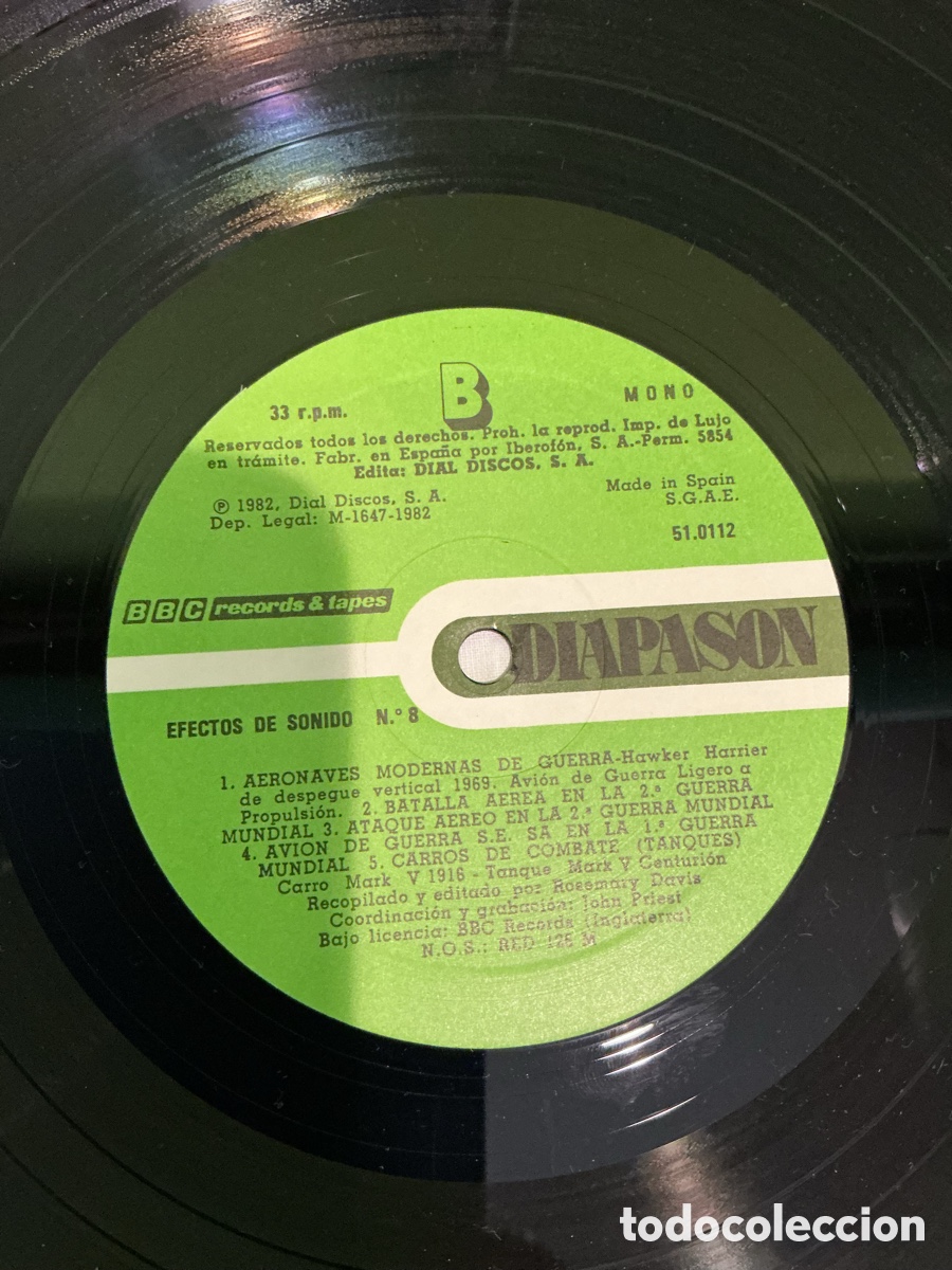 Discos de vinilo: EFECTOS DE SONIDO VOL. 8 &ndash; GUERRAS &ndash; LP DIAL DISCOS 1982 - Foto 3