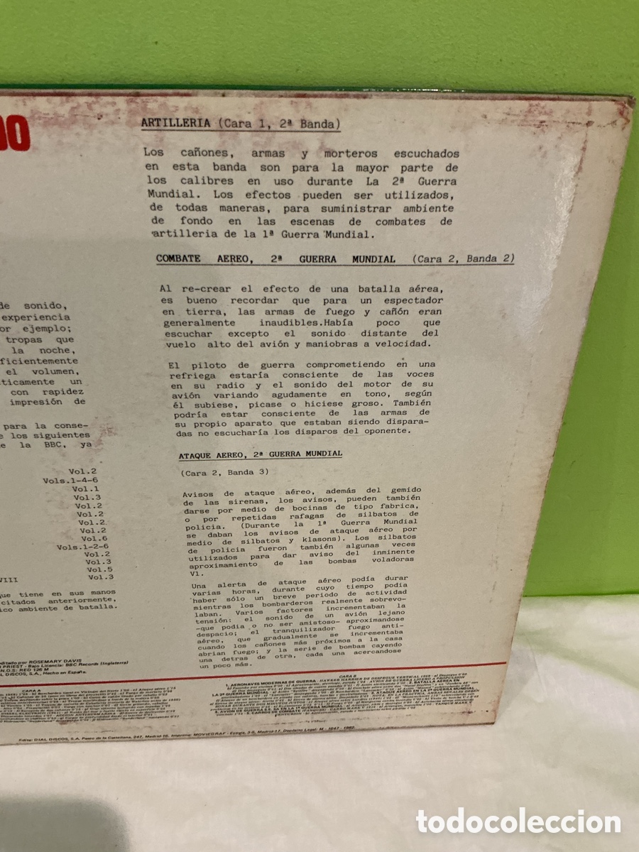 Discos de vinilo: EFECTOS DE SONIDO VOL. 8 &ndash; GUERRAS &ndash; LP DIAL DISCOS 1982 - Foto 11
