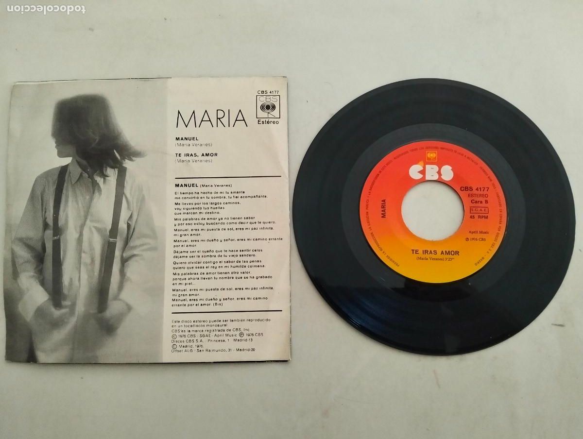 Discos de vinilo: DISCO SINGLE, MARIA , MANUEL, CBS A&Ntilde;O 1976 - Foto 2