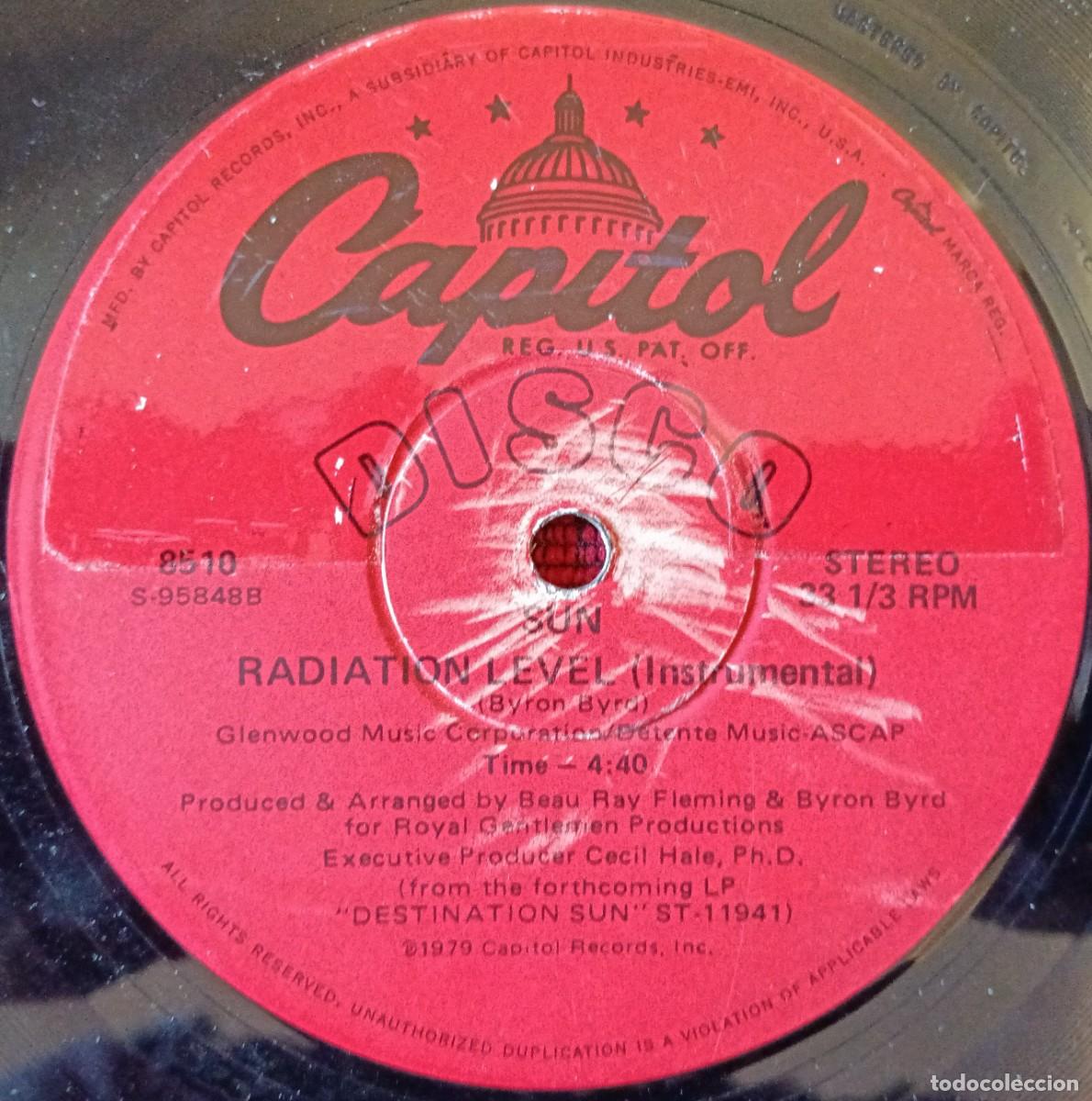 Discos de vinilo: SUN ** Radiation Level ** MAXI SINGLE VINILO 1979 USA - Foto 2