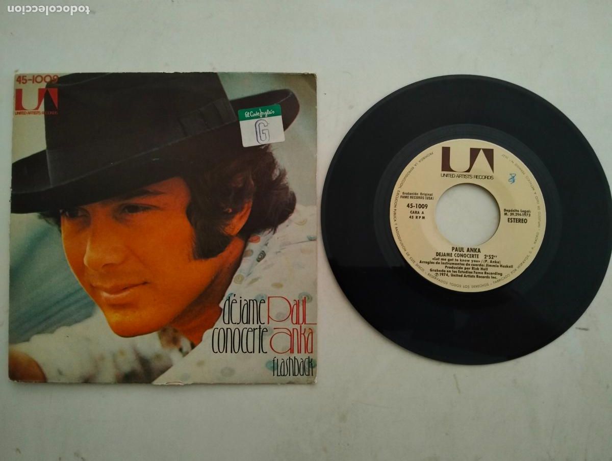 Discos de vinilo: DISCO SINGLE, PAUL ANKA, DEJAME CONOCERTE, UNITED ARTISTS A&Ntilde;O 1974