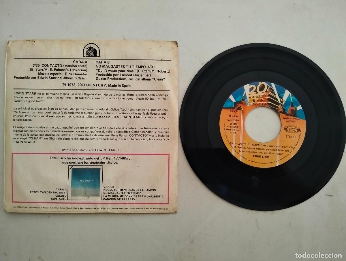 Discos de vinilo: DISCO SINGLE, EDWIN STAR, CONTACTO - Foto 2