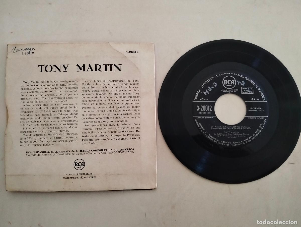 Discos de vinilo: DISCO SINGLE, AQUI TONY MARTIN - Foto 2