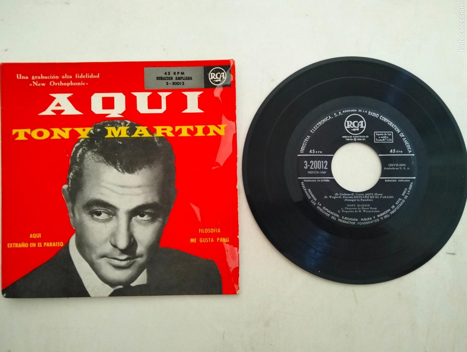 Discos de vinilo: DISCO SINGLE, AQUI TONY MARTIN - Foto 1