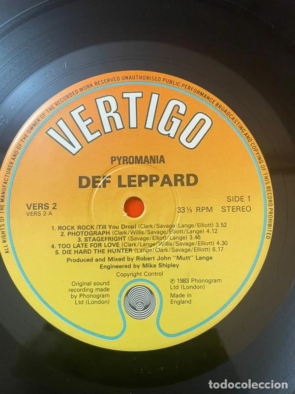 Discos de vinilo: Vinilo Def Leppard Pyromania UK 1983 - Foto 6
