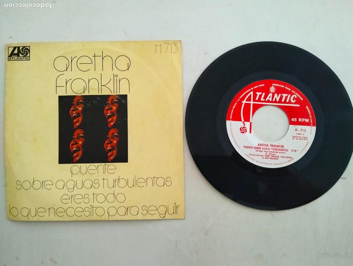 Discos de vinilo: DISCO SINGLE, ARETHA FRANKLIN, PUENTE SOBRE AGUAS TURBULENTAS