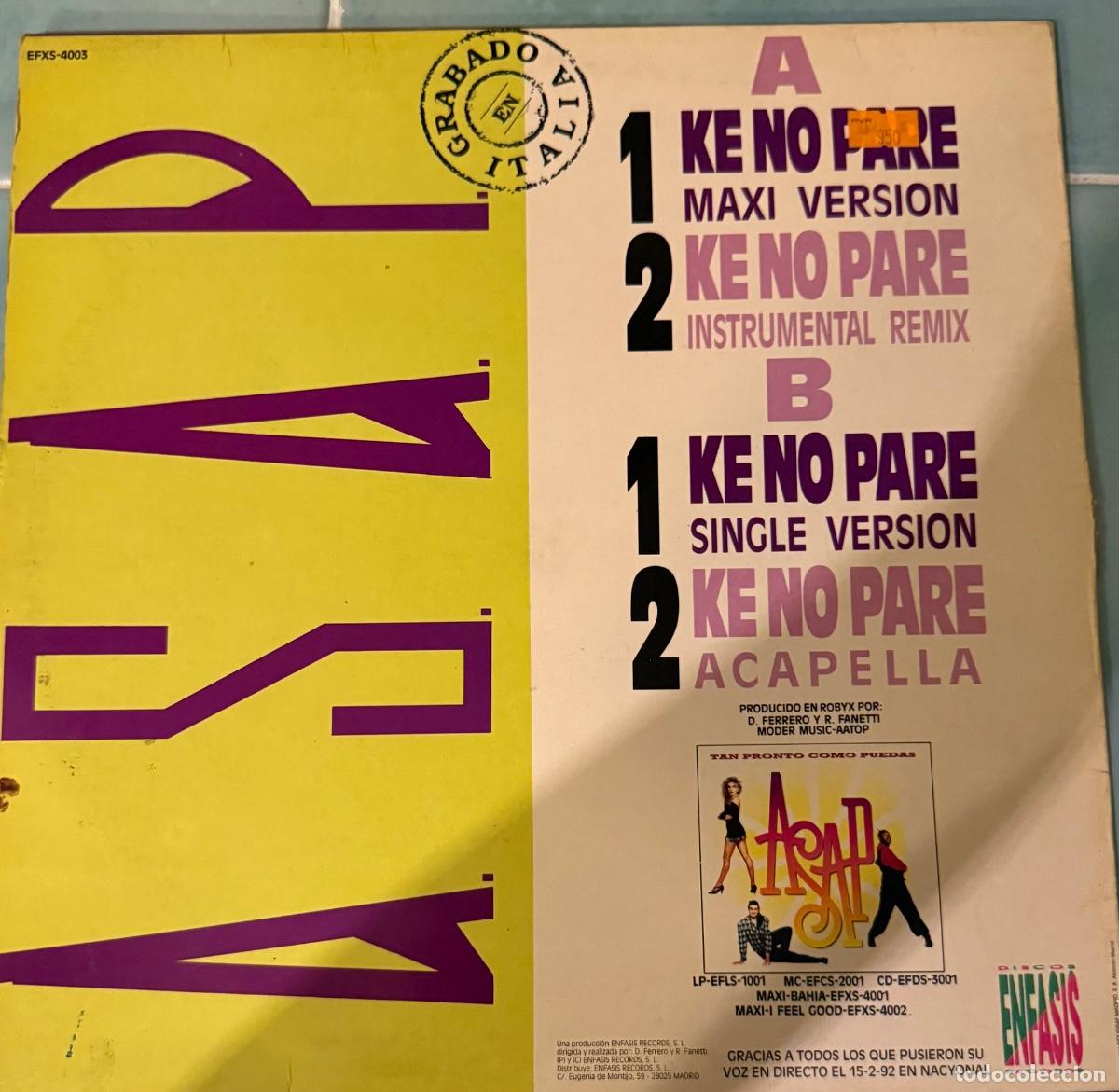 Discos de vinilo: Disco Vinilo Asap *Ke no pare - Foto 2