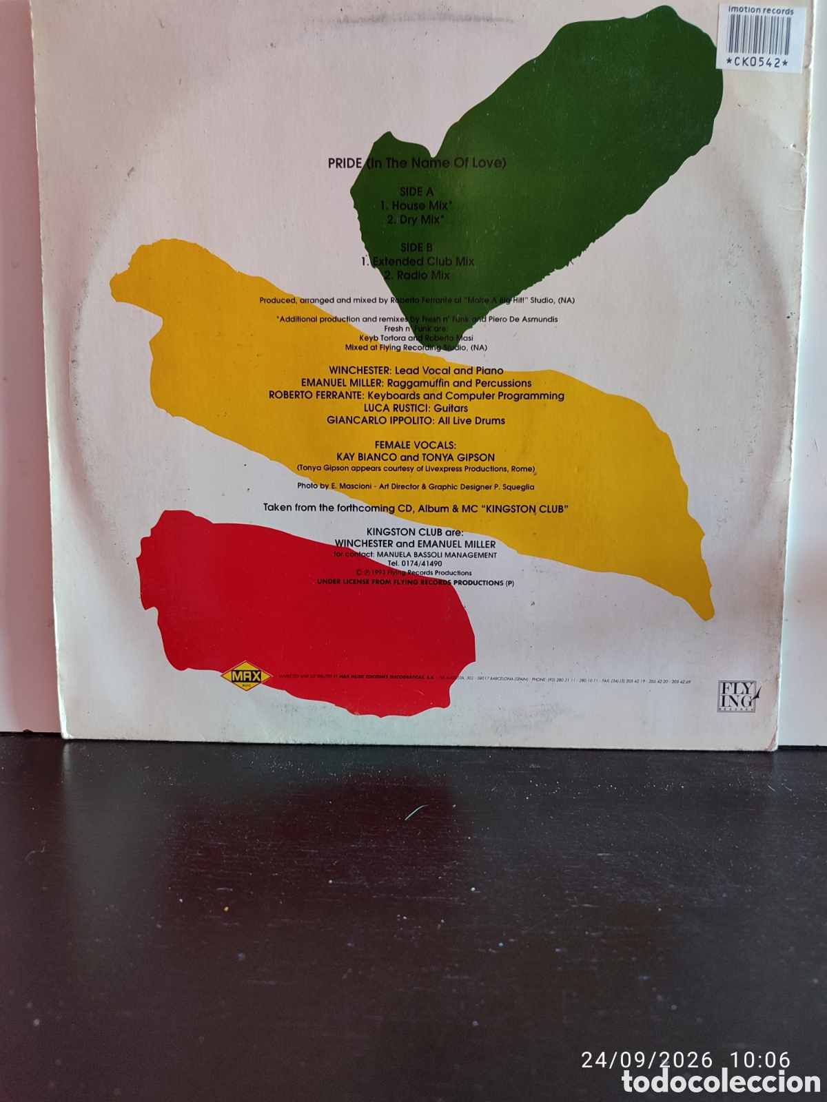 Discos de vinilo: Kingston Club &ndash; Pride (In The Name Of Love) - Foto 2