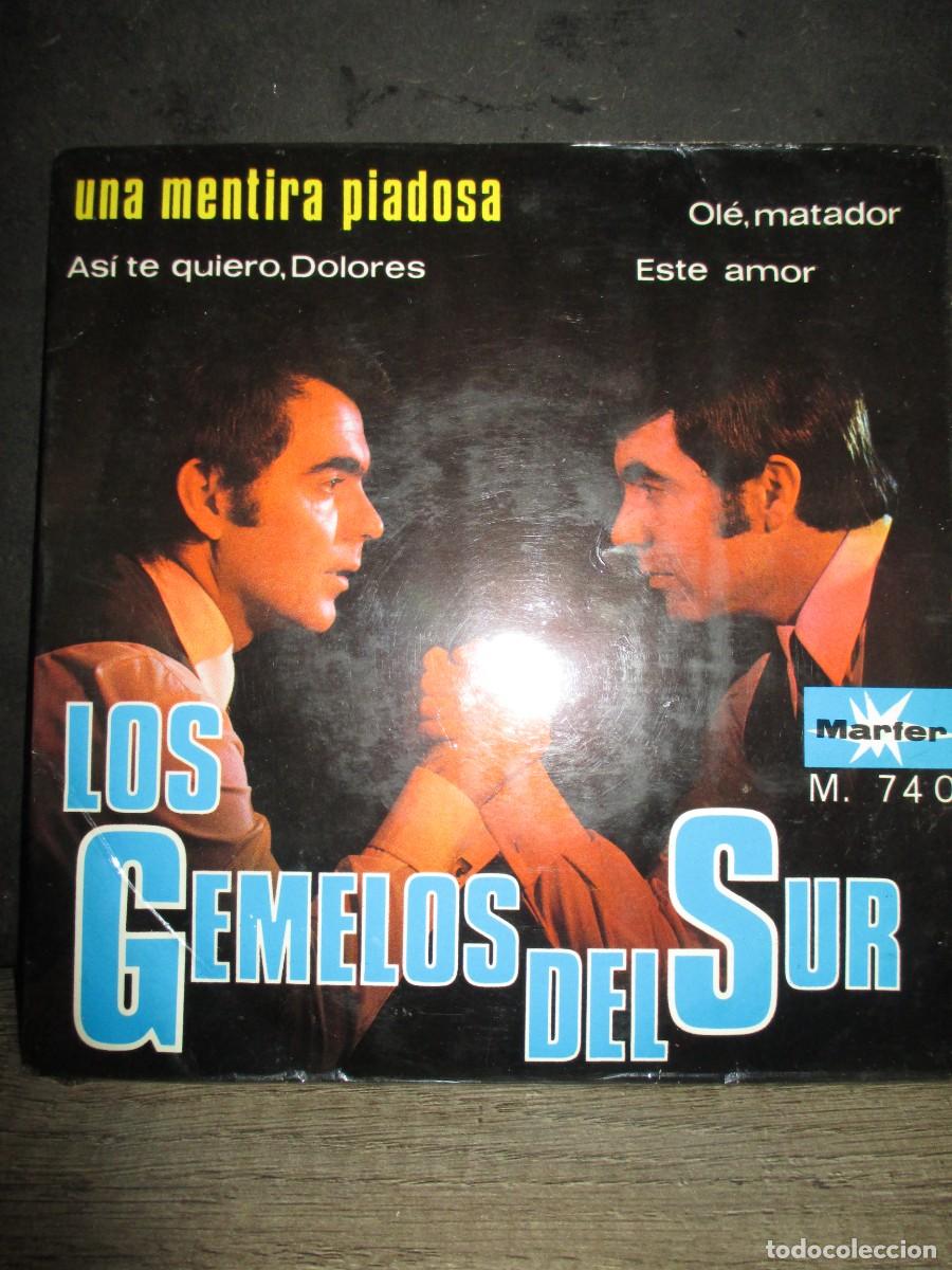 Vinyl records: 936- Vinilo EP Los Gemelos Del Sur &ndash; Una Mentira Piadosa (Marfer, 1968) Excelente Estado