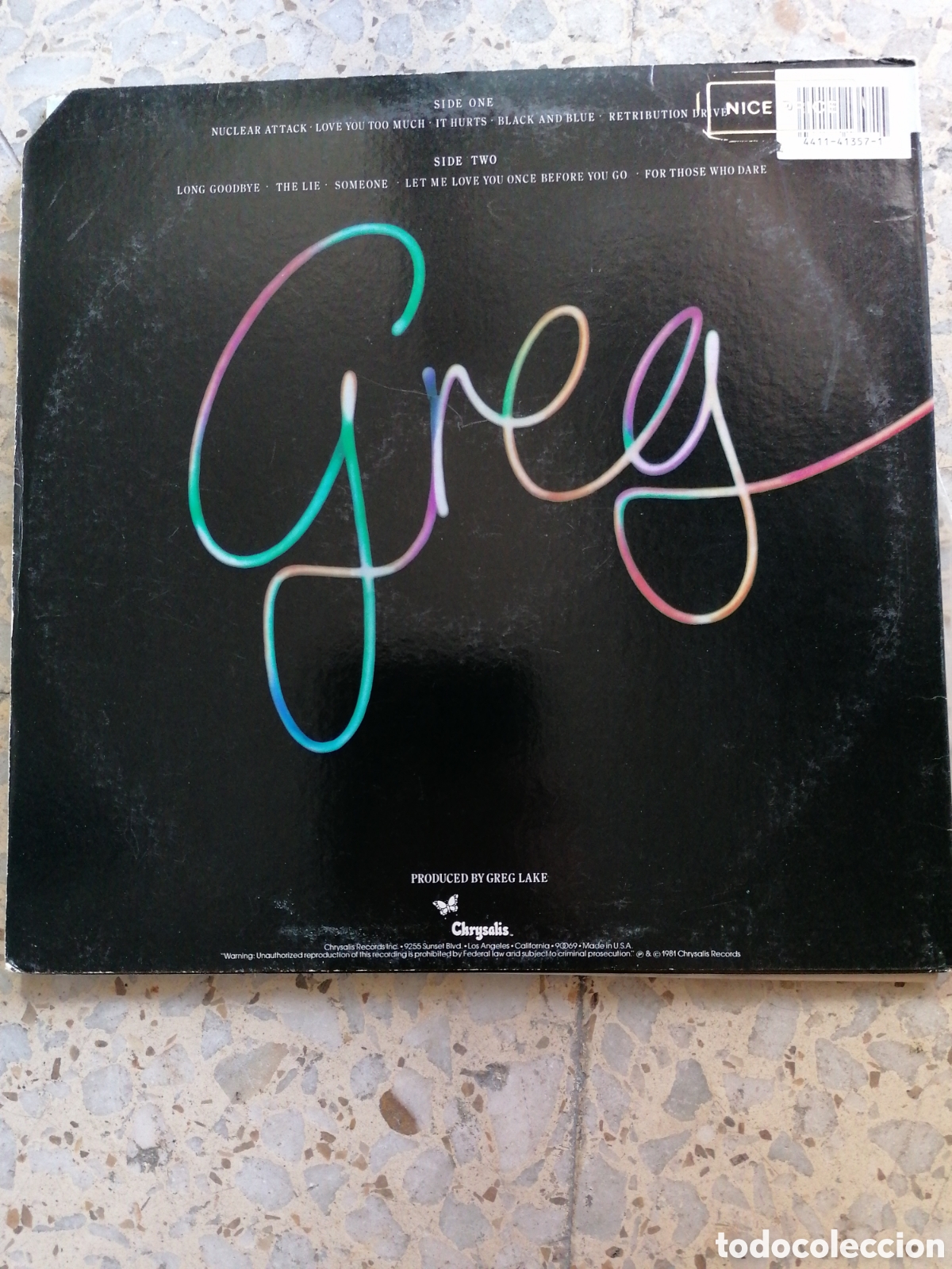 Discos de vinilo: LP GREG LAKE 1981 USA INSERT EX - Foto 2