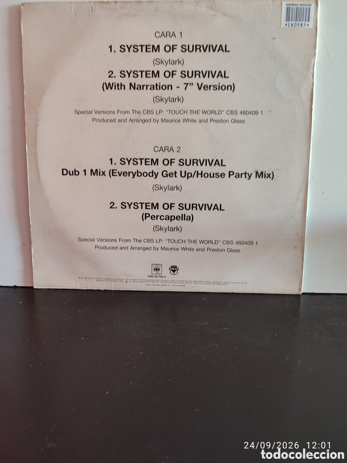 Discos de vinilo: Earth, Wind & Fire &ndash; System Of Survival (12&rdquo; Mixes) - Foto 2