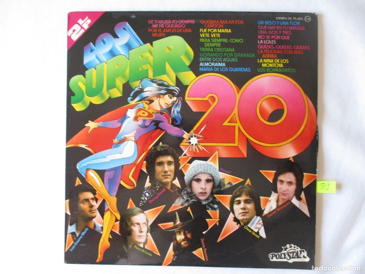Discos de vinilo: DISCO LP , DOBLE DISCO , LOS SUPER 20 , VARIOS CANTANTES, BUEN ESTADO VER FOTOS