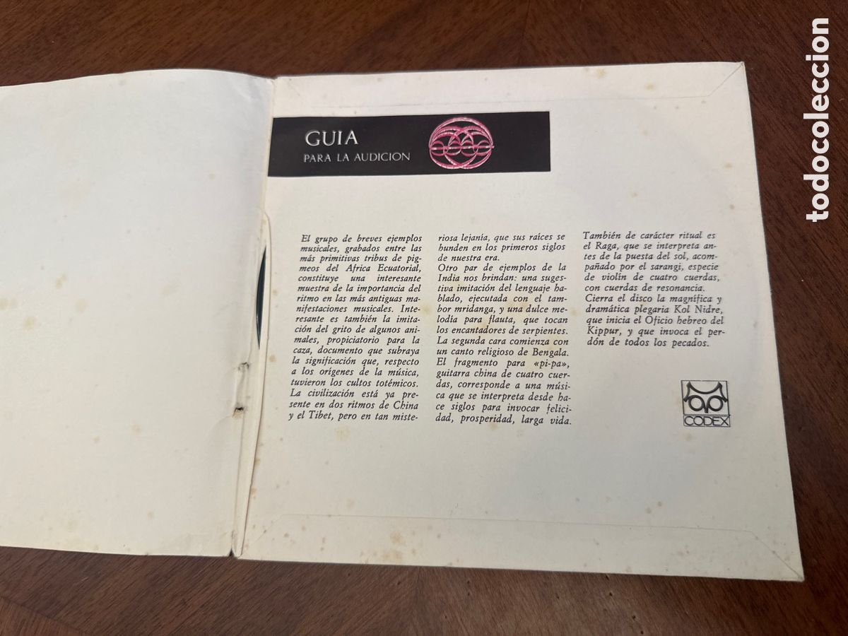 Discos de vinilo: HISTORIA DE LA M&Uacute;SICA. I. LOS OR&Iacute;GENES. CODEX - Foto 2