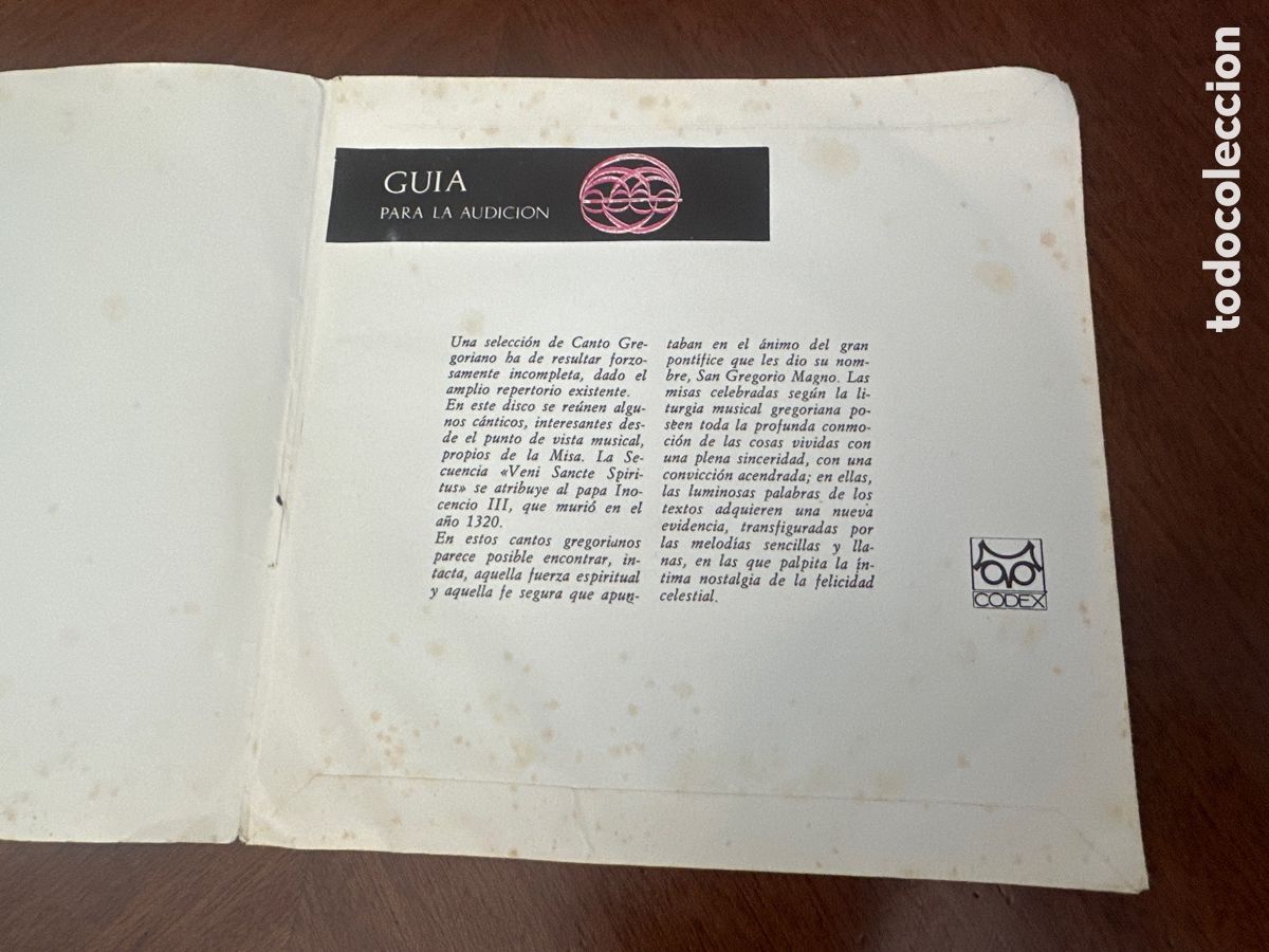 Discos de vinilo: HISTORIA DE LA M&Uacute;SICA C&Oacute;DEX. EL CANTO GREGORIANO - Foto 2