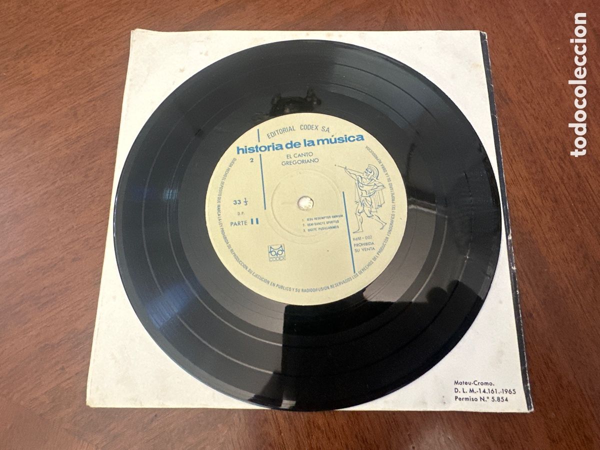 Discos de vinilo: HISTORIA DE LA M&Uacute;SICA C&Oacute;DEX. EL CANTO GREGORIANO - Foto 4