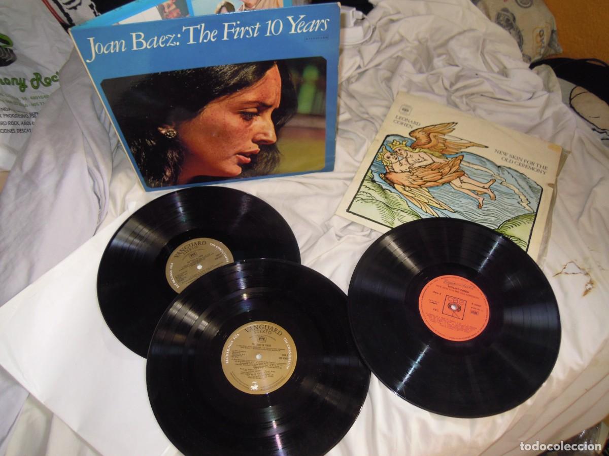 Discos de vinilo: LOTE 2 LP JOAN BAEZ, FIRST 10 YEARS, REGALO LEONARD COHEN NEW SKIN...CBS SPAIN, FOLK, ROCK AUTOR