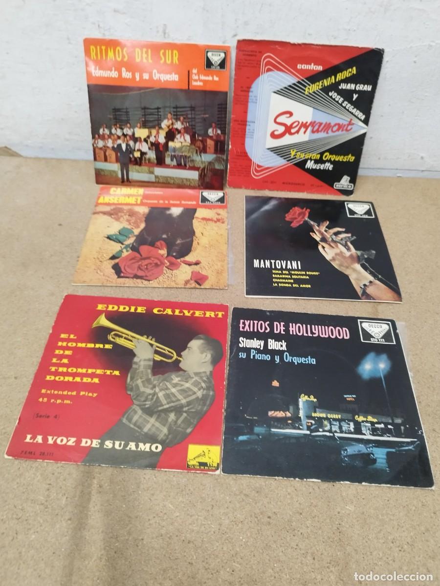 Discos de vinilo: Lote de 6 discos de vinilo 7&rdquo; a&ntilde;os 50-60. Edmundo Ros, Eddie Calvert y Stanley Black