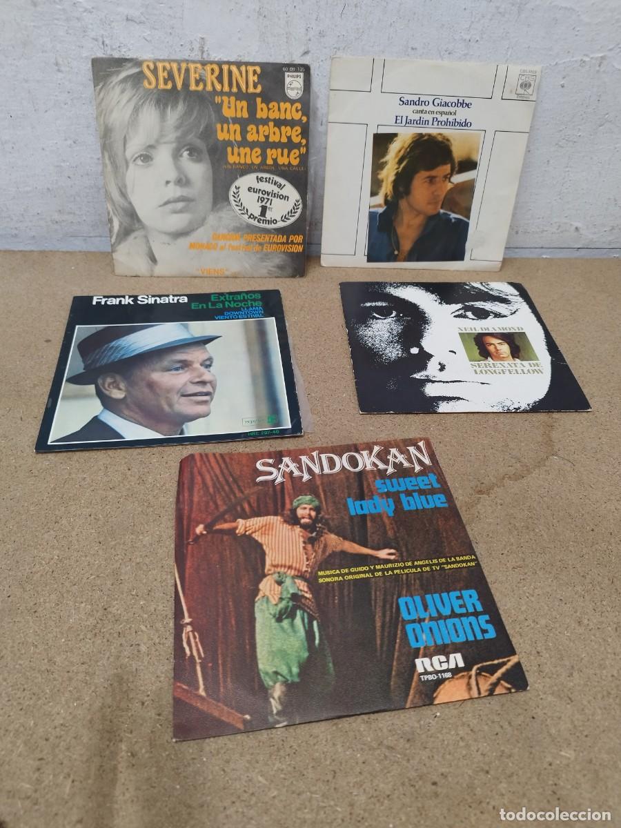 Discos de vinilo: Lote 5 Discos Singles Vinilo 7&rdquo; - Oliver Onions, Sinatra, Sandro Giacobbe, Neil Diamond, S&eacute;verine.