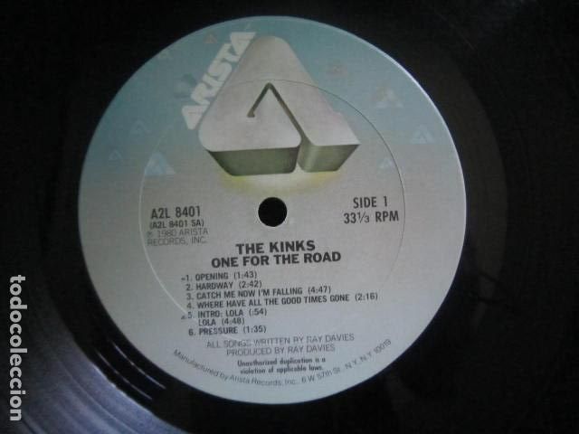 Discos de vinilo: THE KINKS - ONE FOR THE ROAD LP - ORIGINAL U.S.A. - ARISTA 1980 SOLO 1 DISCO SIN FUNDA - MUY NUEVO 5