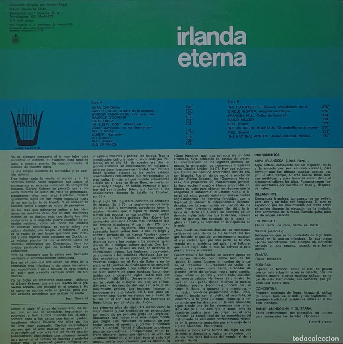 Discos de vinilo: IRLANDA ETERNA. LP Arion 1975 - Foto 2