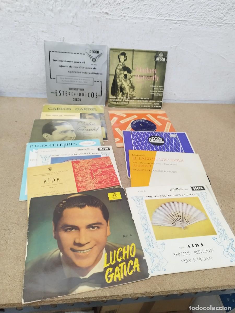 Discos de vinilo: Lote Discos Single/EP 7'' &Eacute;poca &ndash; Lucho Gatica, Carlos Gardel, Madame Butterfly, Aida Decca&rdquo;.