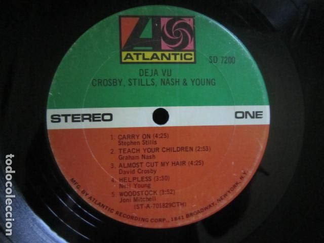 Discos de vinilo: CROSBY STILLS NASH & YOUNG - DEJA VU LP - ORIGINAL U.S.A. - ATLANTIC 1970 STEREO SIN FUNDA